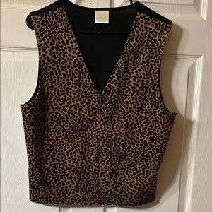 STYLE STUDIO Animal Print Zip Up Vest